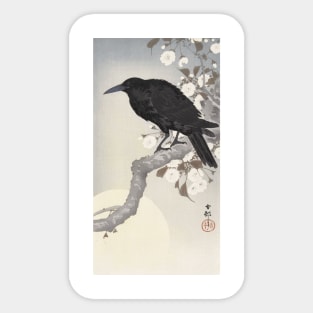 Crow and Full Moon by Ohara Koson Sticker